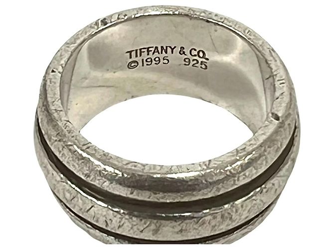 Tiffany & Co Tiffany Vintage Grooved Double Line Band Ring Silber - Ansicht 3