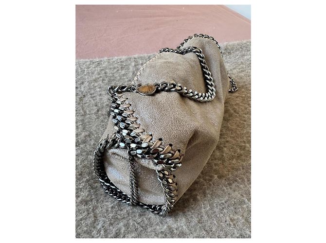 Stella Mc Cartney Borsa Stella McCartney Mini Falabella Tote Satchel Beige D'oro - vista 2