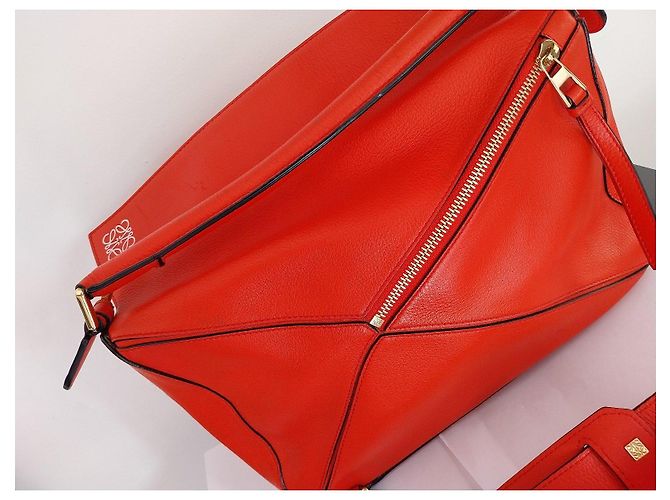 Loewe Puzzle Borsa in Pelle Rossa Rosso - vista 4
