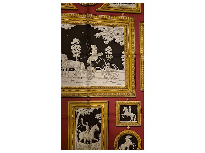 Hermès Pañuelo de seda 'Les Muses' Robert Dallet Negro Roja Dorado - vista 4