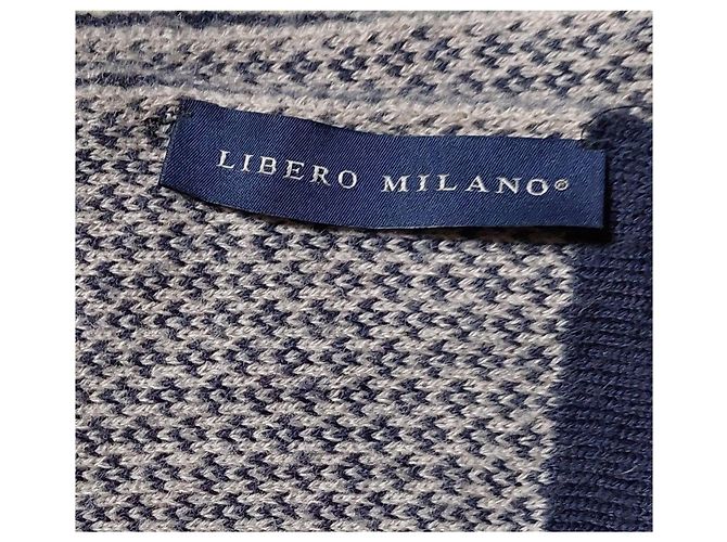 Autre Marque Sciarpa in lana pied-de-poule Libero Milano Blu Grigio - vista 2