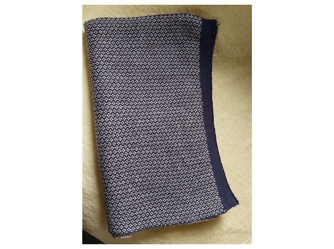 Autre Marque Sciarpa in lana pied-de-poule Libero Milano Blu Grigio - vista 3