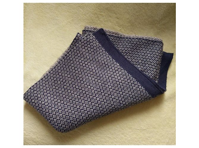 Autre Marque Sciarpa in lana pied-de-poule Libero Milano Blu Grigio - vista 4