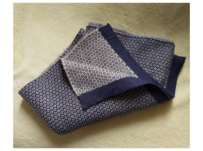 Autre Marque Sciarpa in lana pied-de-poule Libero Milano Blu Grigio - vista 5
