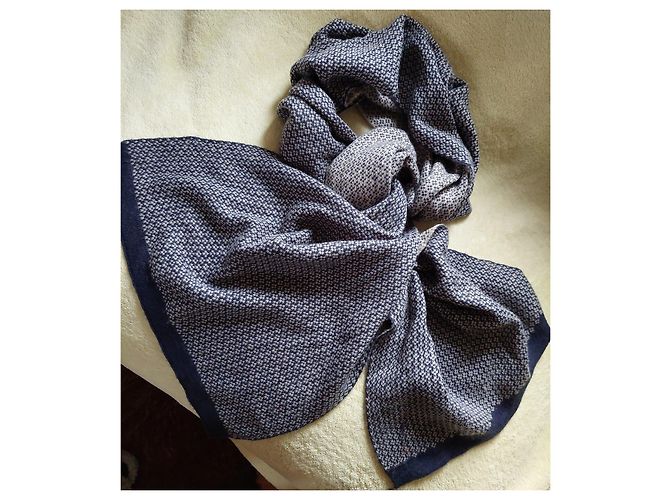 Autre Marque Sciarpa in lana pied-de-poule Libero Milano Blu Grigio - vista 6