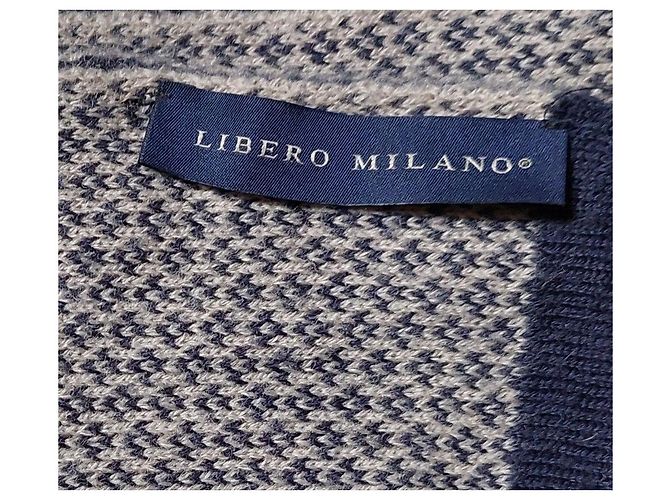 Autre Marque Sciarpa in lana pied-de-poule Libero Milano Blu Grigio - vista 9