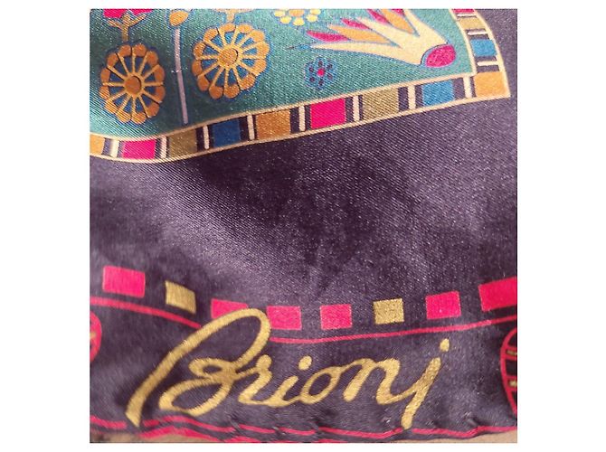 Brioni Seidentuch Pink Rot Blau Golden Grün Gelb Dunkelblau - Ansicht 7