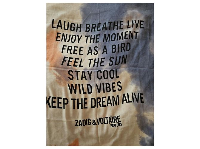 Zadig & Voltaire Sciarpa stampata "Laugh Breathe Live" Bianco Blu Beige Arancione Grigio - vista 10