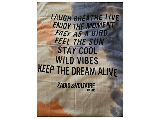 Zadig & Voltaire Sciarpa stampata "Laugh Breathe Live" Bianco Blu Beige Arancione Grigio - vista 11