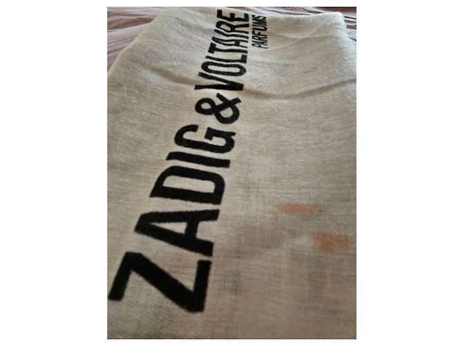 Zadig & Voltaire Sciarpa stampata "Laugh Breathe Live" Bianco Blu Beige Arancione Grigio - vista 2