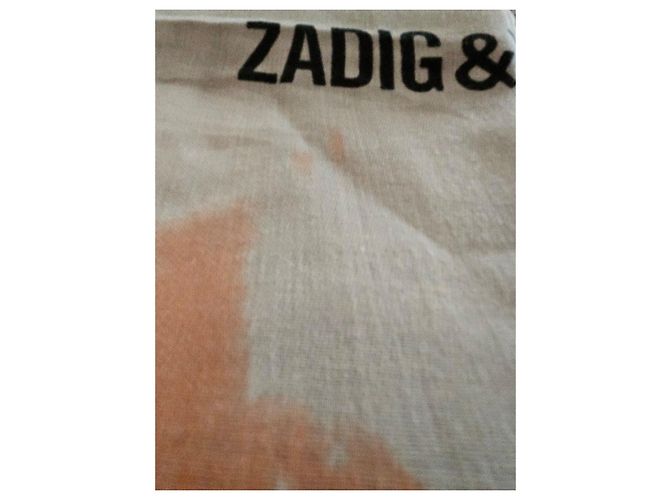 Zadig & Voltaire Sciarpa stampata "Laugh Breathe Live" Bianco Blu Beige Arancione Grigio - vista 5
