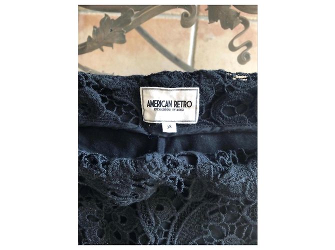 American Retro Schwarze Spitzen-Shorts, Größe 38 - Ansicht 3