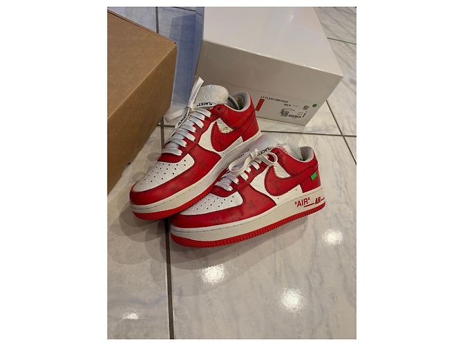 Louis Vuitton x Nike Air Force 1 '07 Sneakers Bianco Rosso - vista 2