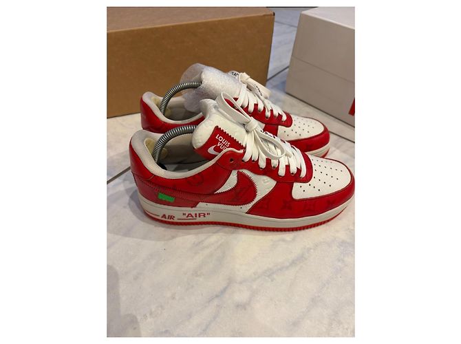Louis Vuitton x Nike Air Force 1 '07 Sneakers Bianco Rosso - vista 4