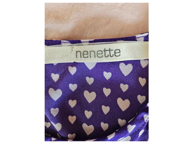 Autre Marque Nenette Kleid mit lila Herzprint Weiß - Ansicht 4