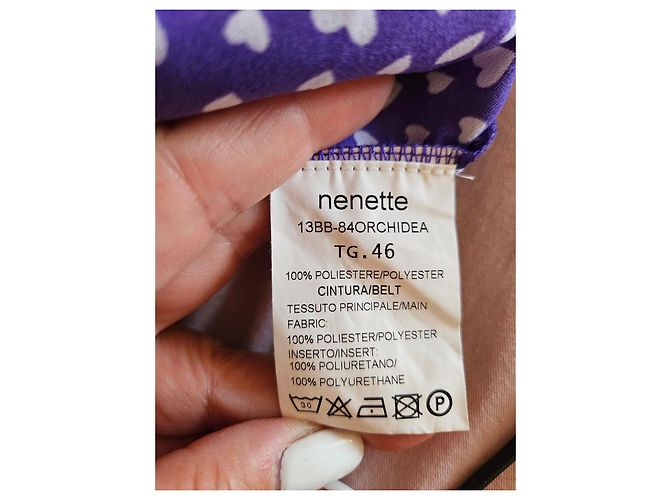 Autre Marque Nenette Kleid mit lila Herzprint Weiß - Ansicht 9