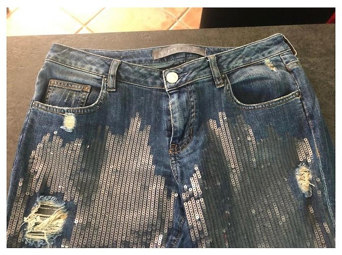 Vaqueros Boyfriend Guess con Lentejuelas Azul - vista 2