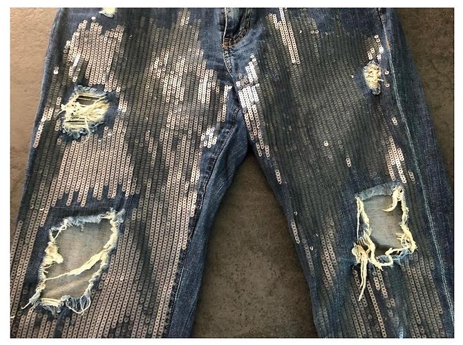 Vaqueros Boyfriend Guess con Lentejuelas Azul - vista 3