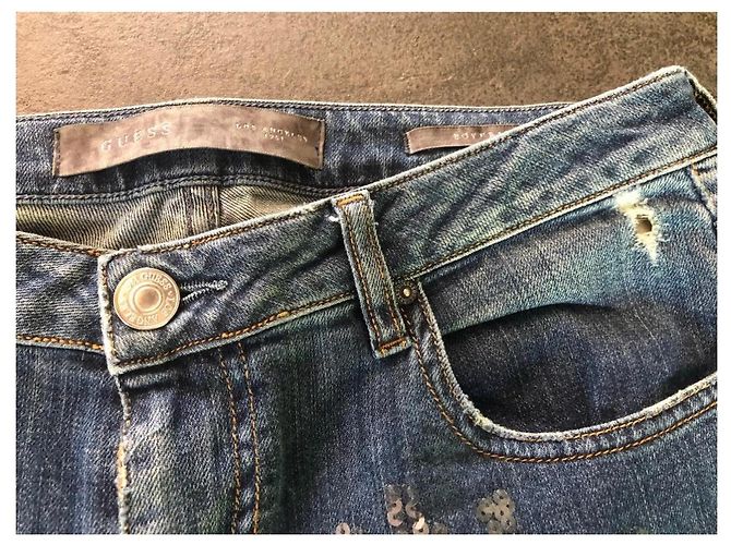 Vaqueros Boyfriend Guess con Lentejuelas Azul - vista 9