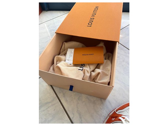 Louis Vuitton LV Trainer Signature #54 Sneakers Orange Blanc Bianco Arancione - vista 10