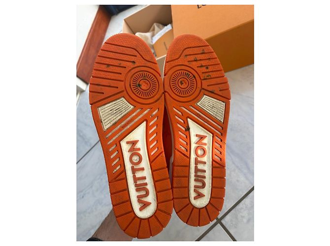 Louis Vuitton LV Trainer Signature #54 Sneakers Orange Blanc Bianco Arancione - vista 9