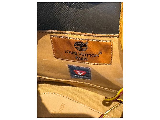 Louis Vuitton x Timberland Monogram Beige Leather Boots Brown - view 11