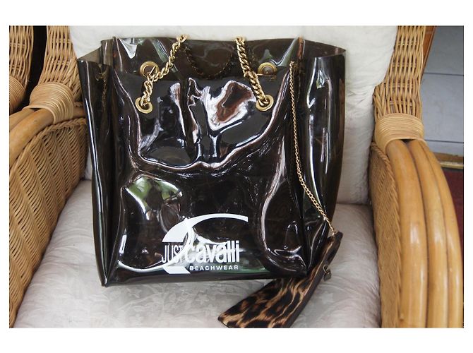 Just Cavalli Borsa Tote Trasparente Nera e Pochette Leopardata Nero Stampa leopardo - vista 3