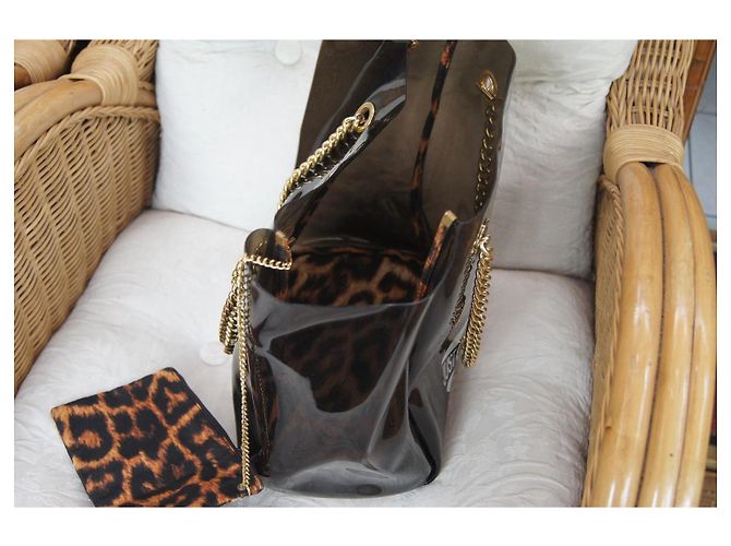Just Cavalli Borsa Tote Trasparente Nera e Pochette Leopardata Nero Stampa leopardo - vista 5