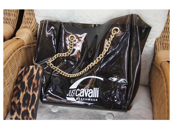 Just Cavalli Borsa Tote Trasparente Nera e Pochette Leopardata Nero Stampa leopardo - vista 6