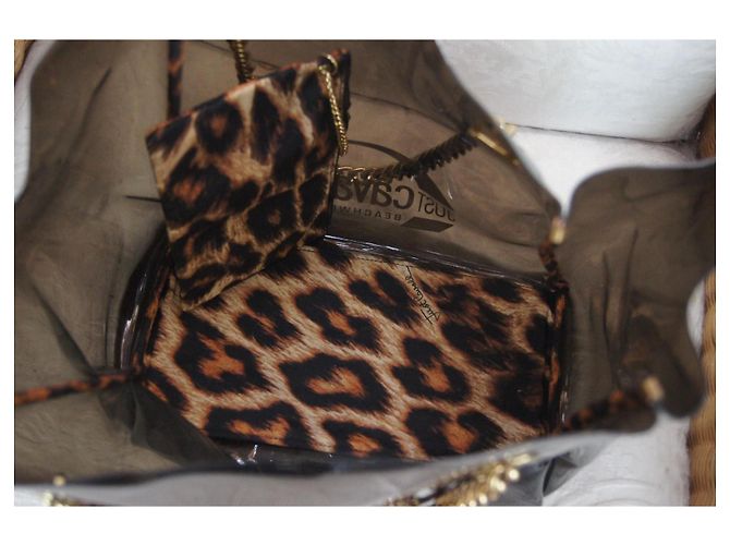 Just Cavalli Borsa Tote Trasparente Nera e Pochette Leopardata Nero Stampa leopardo - vista 8