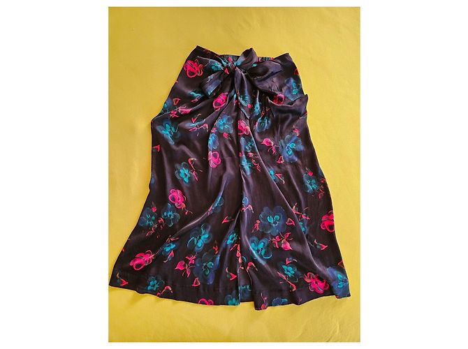 Ganni Falda Midi Estampado Floral Rosa Azul Azul oscuro - vista 4