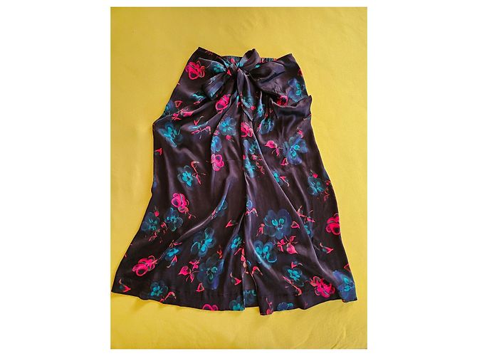 Ganni Falda Midi Estampado Floral Rosa Azul Azul oscuro - vista 5