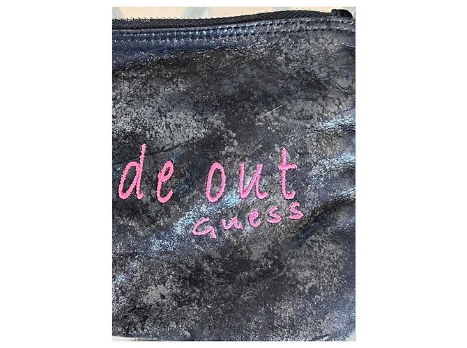 Guess Pochette in pelle Nero Rosa Silver hardware - vista 6