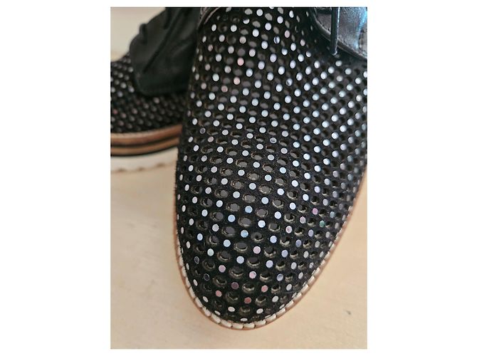 Autre Marque NeroGiardini Scarpe Derby in pelle nera e paillettes - vista 8