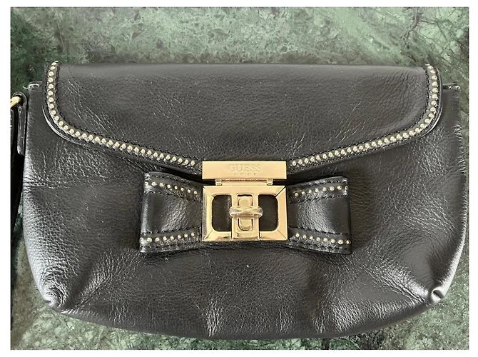 Clutch in pelle Guess Luxe con borchie e fiocco - Nero - vista 2