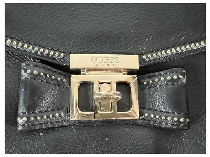 Clutch in pelle Guess Luxe con borchie e fiocco - Nero - vista 3