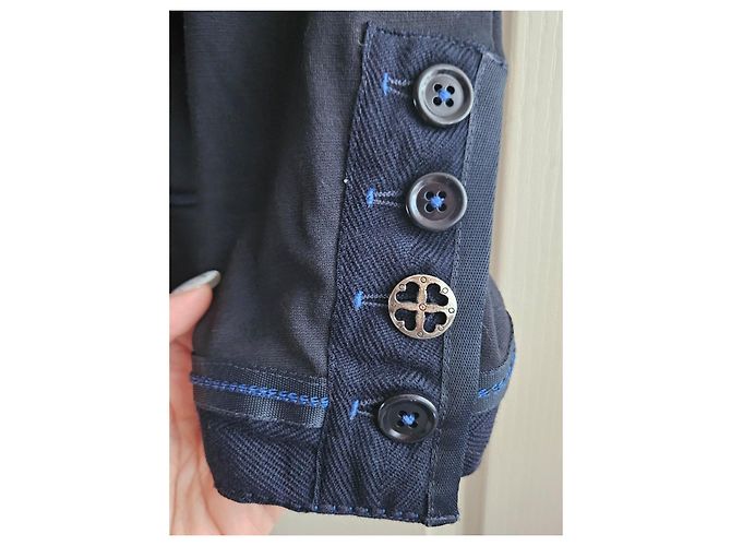 Autre Marque Giacca in cotone HIGH USE nera con profili blu Blu scuro - vista 4