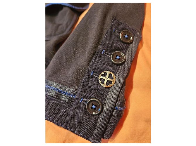 Autre Marque Giacca in cotone HIGH USE nera con profili blu Blu scuro - vista 5