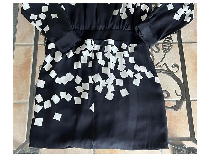 Vestido de seda Diane Von Furstenberg estampado geométrico Negro Blanco Roja - vista 6