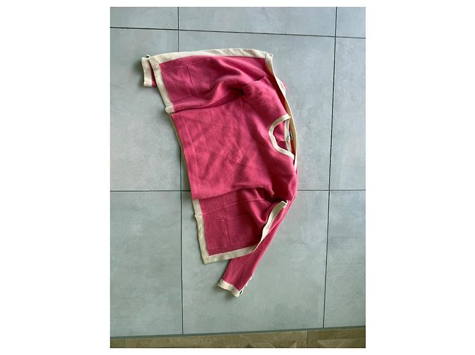 Cárdigan de lana Chanel rosa y crema Crudo - vista 6