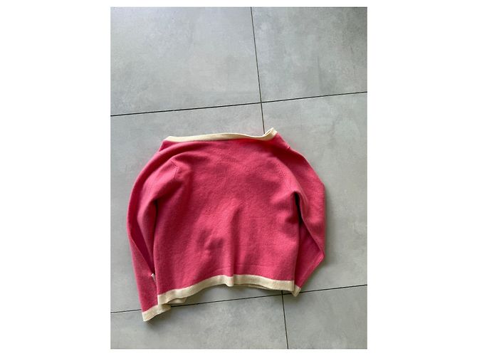 Cárdigan de lana Chanel rosa y crema Crudo - vista 8