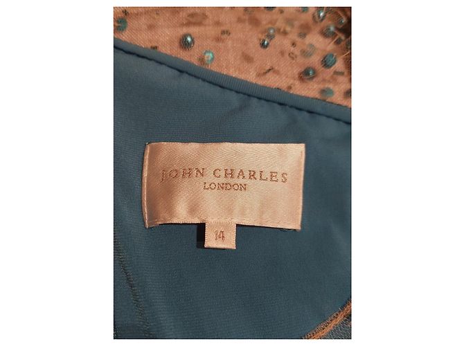 Autre Marque John Charles London einarmiges Kleid aus blaugrüner Spitze Dunkelgrün - Ansicht 12
