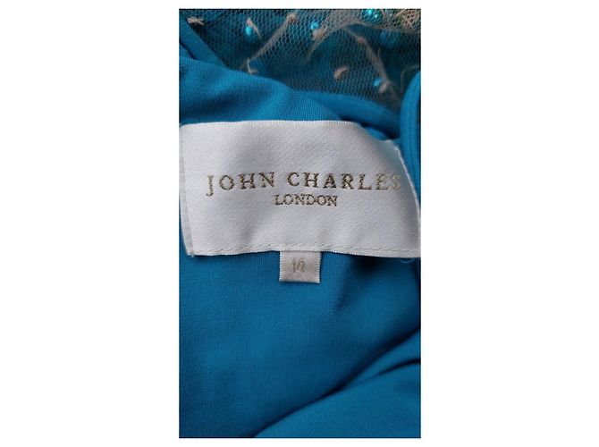 Autre Marque John Charles London einarmiges Kleid aus blaugrüner Spitze Dunkelgrün - Ansicht 15