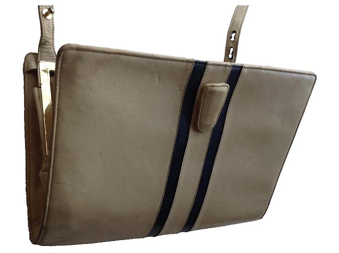 Autre Marque Bellesco Exclusive Borsa a tracolla in pelle beige Blu scuro - vista 8
