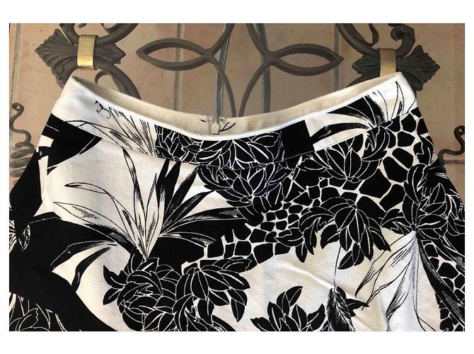 Falda de lino See by Chloé Estampado Floral y Animal Negro Blanco - vista 2