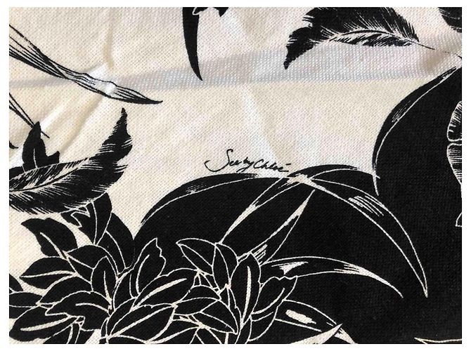 Falda de lino See by Chloé Estampado Floral y Animal Negro Blanco - vista 7