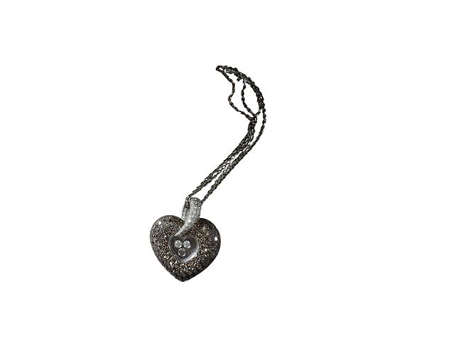 Collana Chopard Happy Diamonds Cuore in Oro Bianco Silver hardware - vista 2