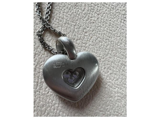 Collana Chopard Happy Diamonds Cuore in Oro Bianco Silver hardware - vista 4