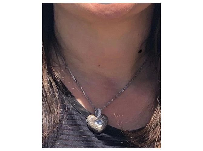 Collana Chopard Happy Diamonds Cuore in Oro Bianco Silver hardware - vista 8