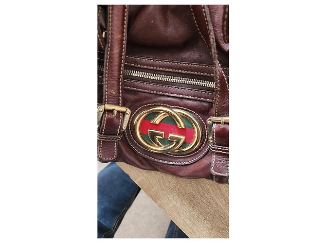 Bolsa bowling Gucci em couro marrom - vista 4